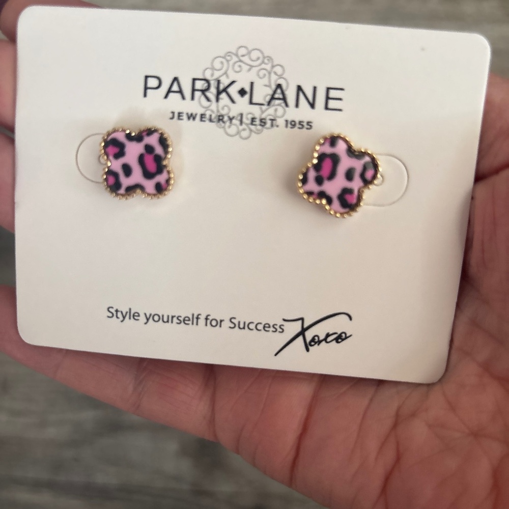 Lana Pink Leopard Earrings - Picture 1 of 1